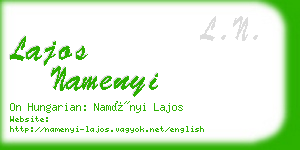 lajos namenyi business card